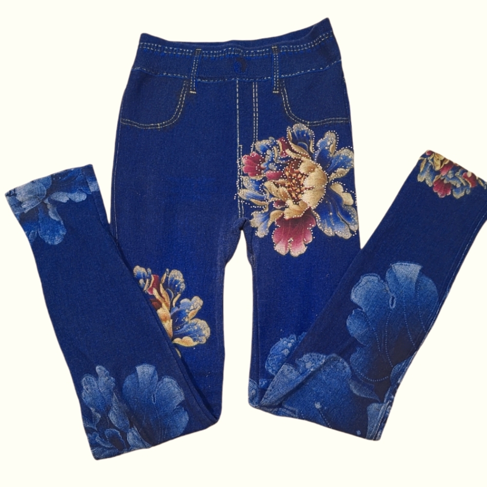 🎉Host Pick! Beautiful One of a Kind Floral Bling Legging Jean Print - 2 for $20